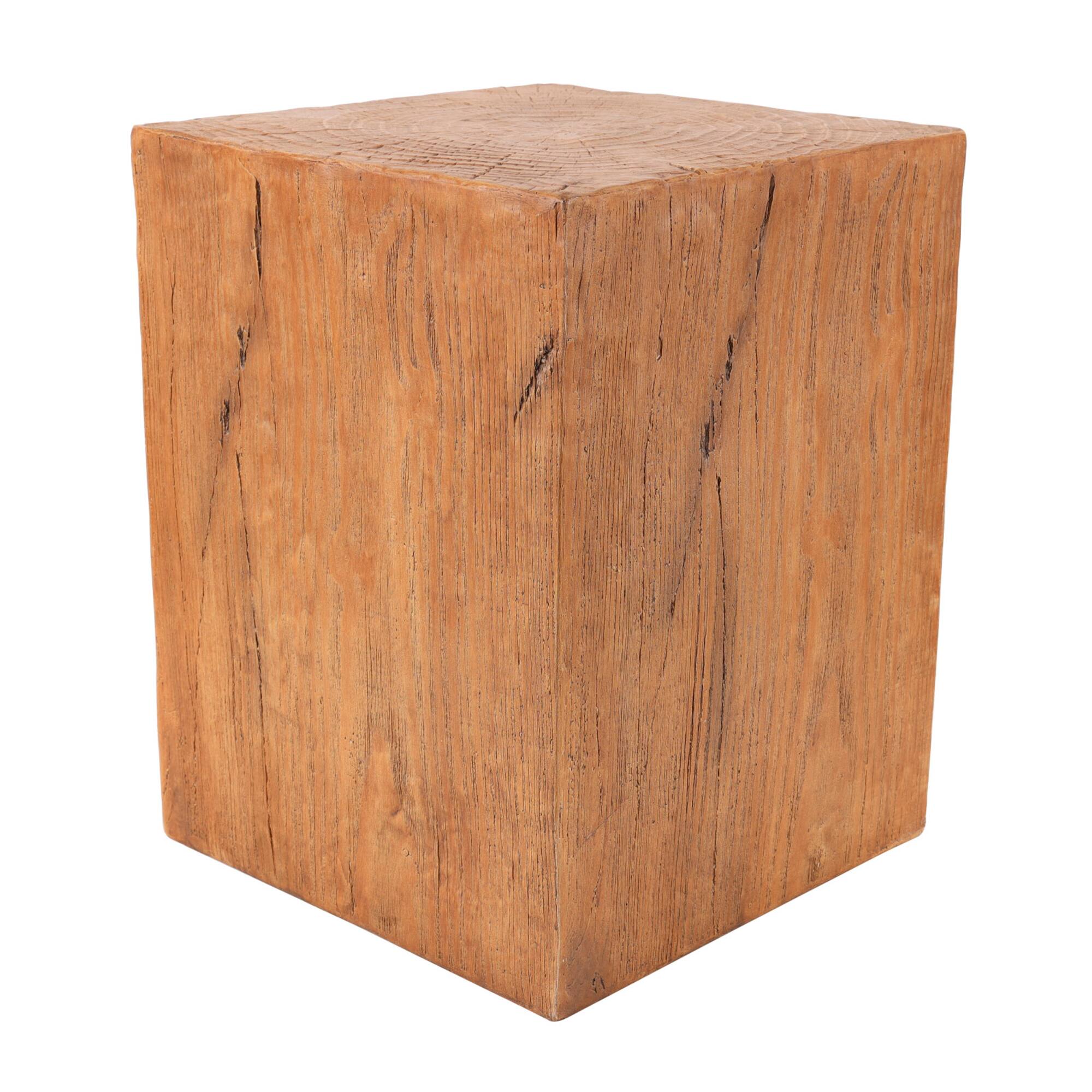 18" Natural Textured Wood Grain Outdoor Accent Table